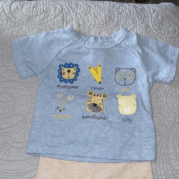 Two piece 6-9 months outfit. Pants have a cuff. Top animal print. Embroidery - Picture 2 of 6